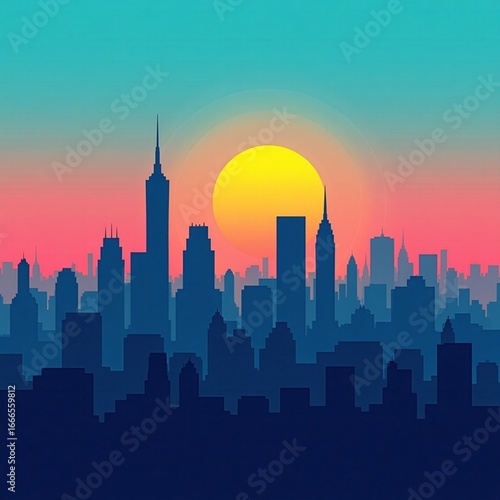 chicago skyline at sunset
