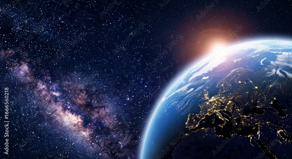 Fototapeta premium Exploring the Orbital Horizons of Earth: A Journey Through Space and the Global Wonders of Our Planet
