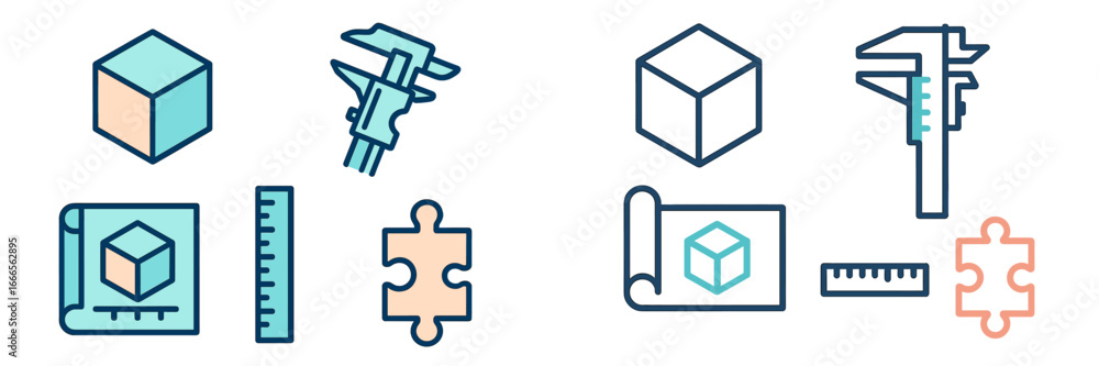 Obraz premium Vector art of measurement tools and geometric shapes