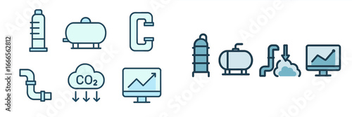 Vector illustrations of gas cylinders and monitoring tools