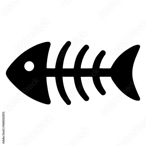 Black fish bone skeleton icon symbol isolated on white background illustration