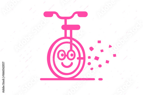 Vector illustration of a cheerful unicycle with smiling face