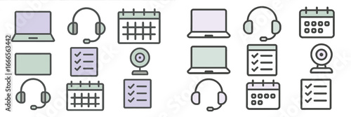 Vector illustration of remote work tools for online meetings