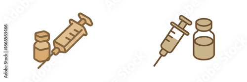Medical syringes and vials illustration for healthcare concepts