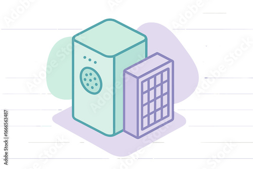 Vector illustration of an air conditioning unit and a condenser