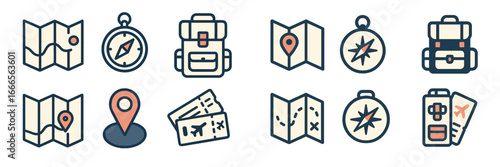 Vector illustrations of travel essentials for adventure seekers
