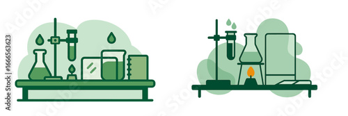 Laboratory equipment and glassware for chemistry experiments