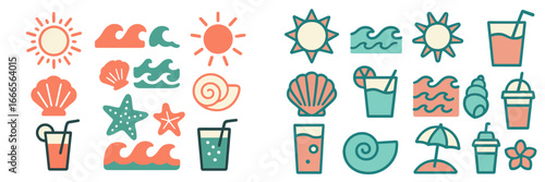 Vector summer beach elements for creative projects