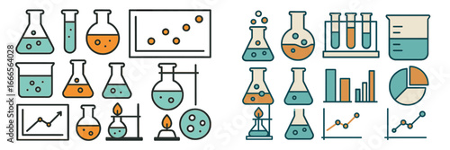 Vector illustration of laboratory equipment and chemical experiments