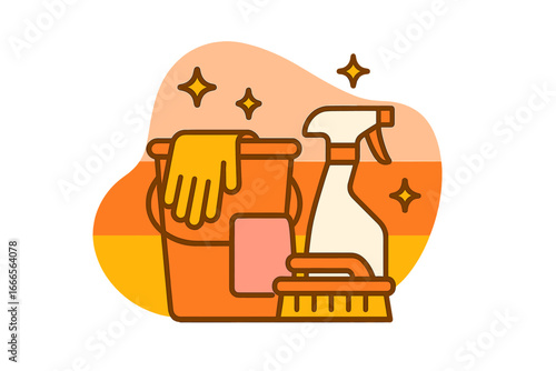 Cleaning supplies vector illustration for effective home cleaning