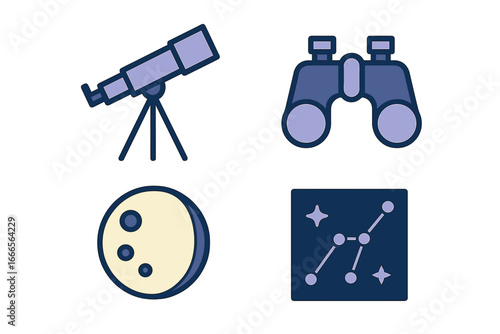 Explore the universe with telescopes and binoculars in creative design