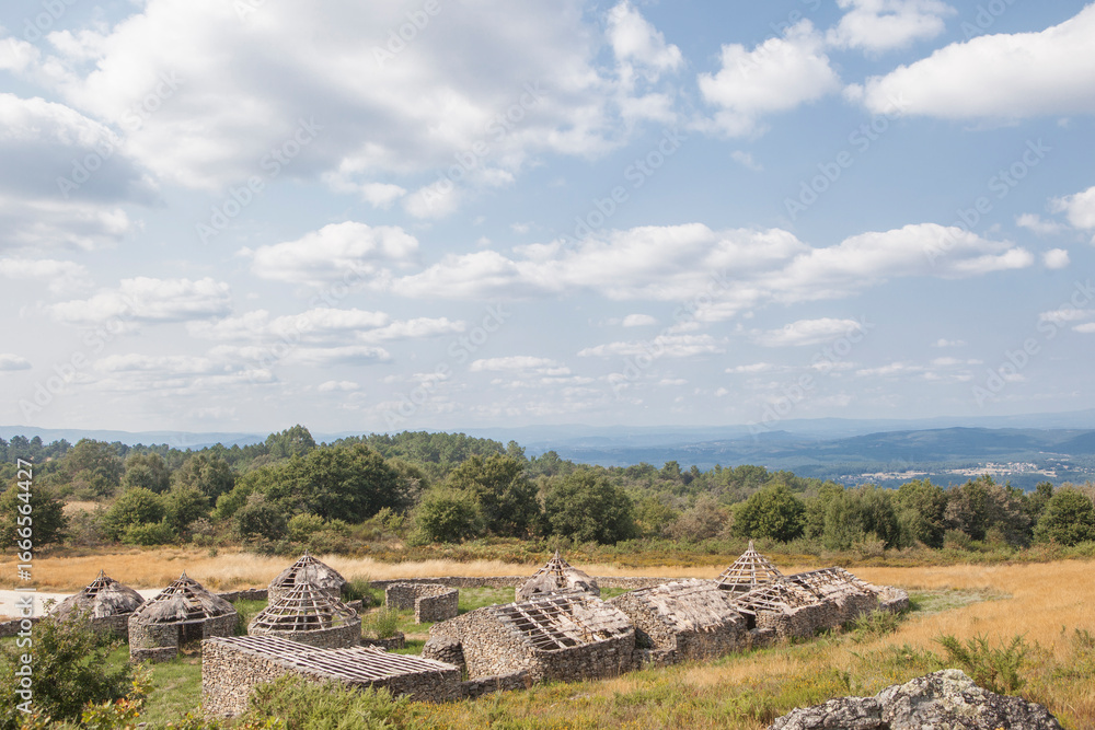 Naklejka premium Celanova recreated hillfort, Galicia, Spain