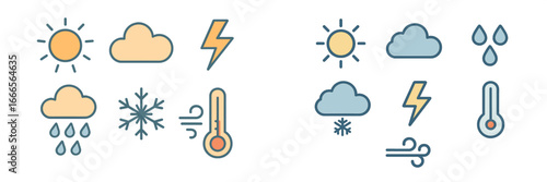 Weather icons showing various atmospheric conditions and symbols