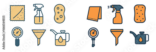 Cleaning tools and equipment vector illustration for household use