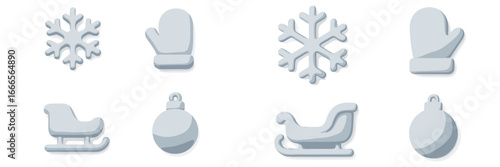 Winter themed vector illustration with mittens and snowflakes