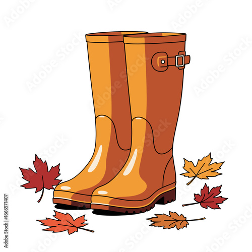 Detailed Rain Boots with leaves