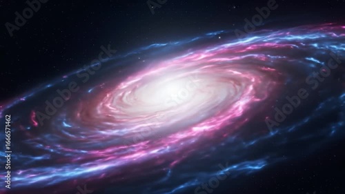 Stunning spiral galaxy with glowing core in outer space showing cosmic dust stars and deep universe beauty
