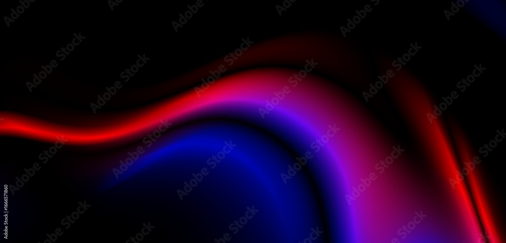 Fototapeta premium Dark blue digital abstract background with ultraviolet neon glow, blurry light lines, waves