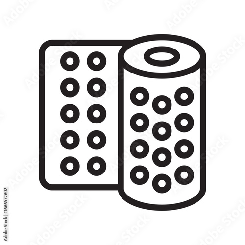 Bubble wrap roll icon with sheet for packaging and protective material