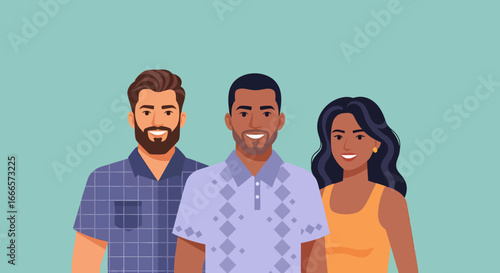 Diverse Group of Smiling Young Adults Standing Together, Representing Community, Friendship, and Professional