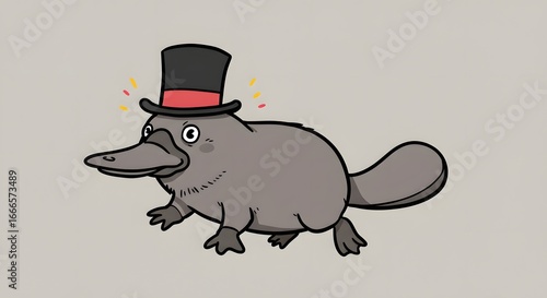 Cartoon Platypus Wearing a Top Hat Illustration
