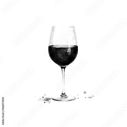 glass of red wine photocopy effect, halftone effect, halftone, halftone brush, halftone lines,  vintage comic book,pop art,halftone stipple effect,grainy texture,noisy gradation dotwork,