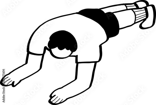 hand drawn cute character illustration of people exercising.
