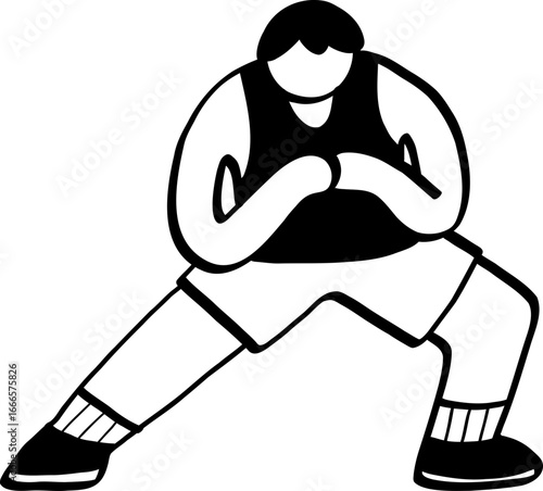hand drawn cute character illustration of people exercising.
