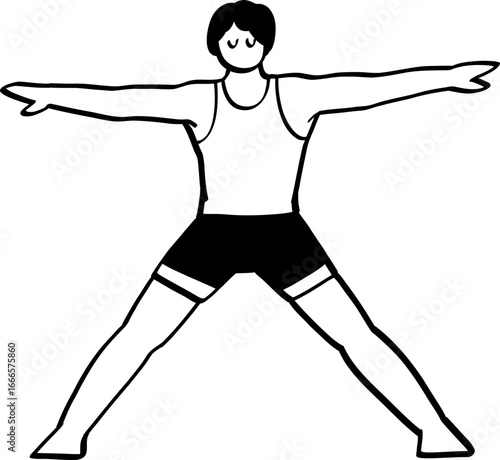 hand drawn cute character illustration of people exercising.