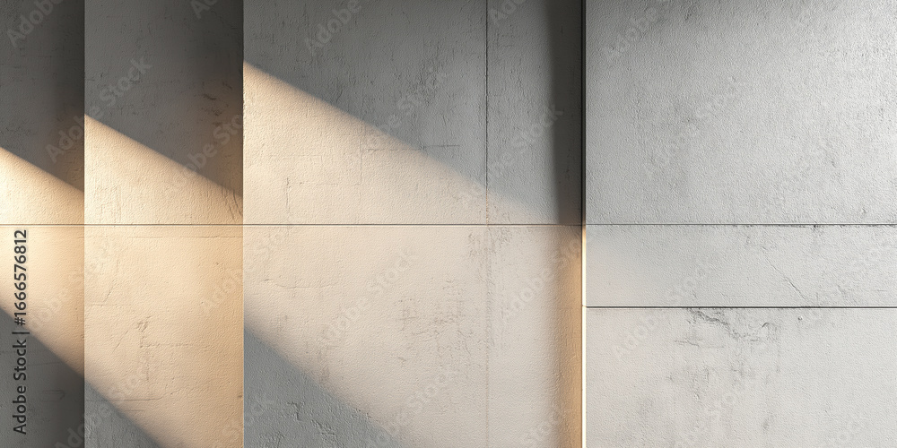 Obraz premium Minimal Concrete Wall with Geometric Shadows 