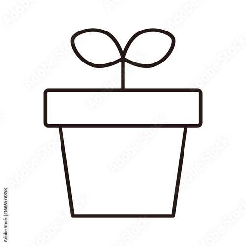 植木鉢から生えるシンプルな双葉のイラスト