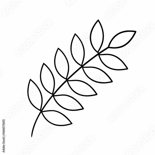 Neem Leaf Branch Outline – Ultra Clean Vector Line Art