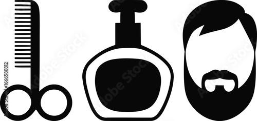 Barber shop icons for men s grooming and hair care