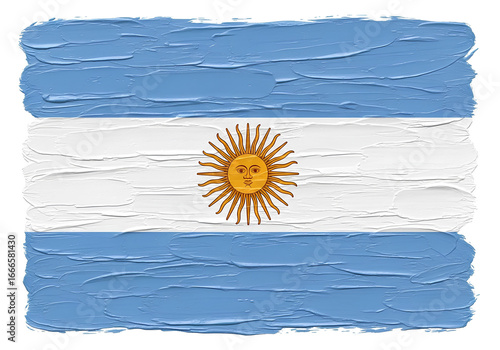 Flag of Argentina with a textured oil painting impasto style, isolated on a white background
