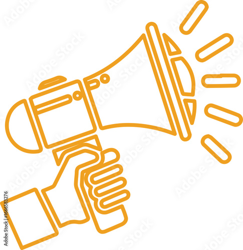 Powerful announcement megaphone broadcasting message for urgent marketing communication