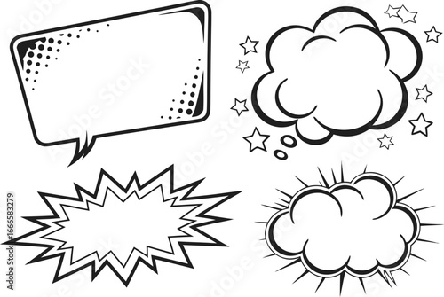 Comic Book Speech Bubbles and Sound Effects Set