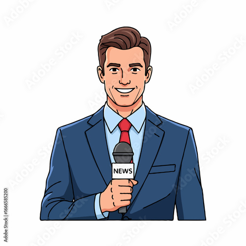 News Reporter Vector Illustration Presenting Breaking News