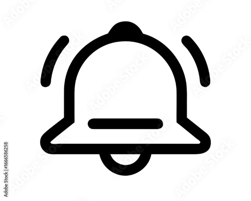 Simple black and white graphic of a bell icon representing notifications and alerts