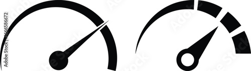 Two simple black speedometers or gauges against a white background