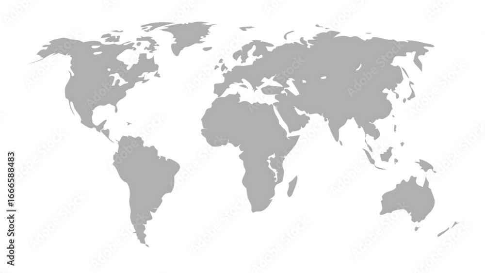 Obraz premium world map showing country borders isolated on white background, png, ai generated.