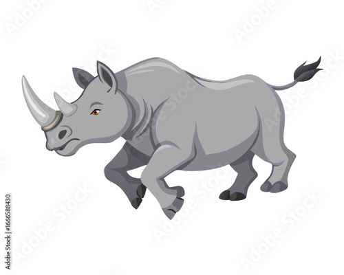 Powerful Rhino Charging Majestic Wildlife Illustration
