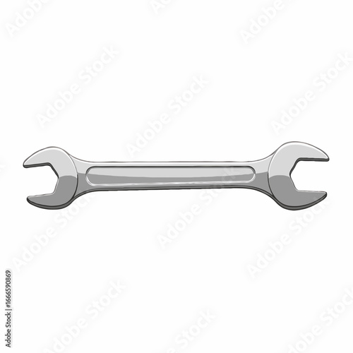Open Wrench Vector Illustration for Tightening or Loosening Bolts