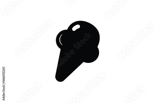 Black silhouette of an ice cream cone with a single scoop