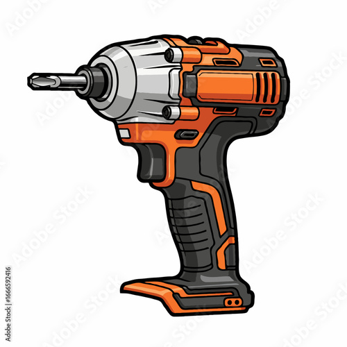 Electric Screwdriver Vector Illustration for Fastening and Removing Screws