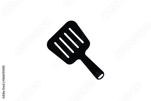 Black spatula icon on white background for cooking and kitchen use silhouette
