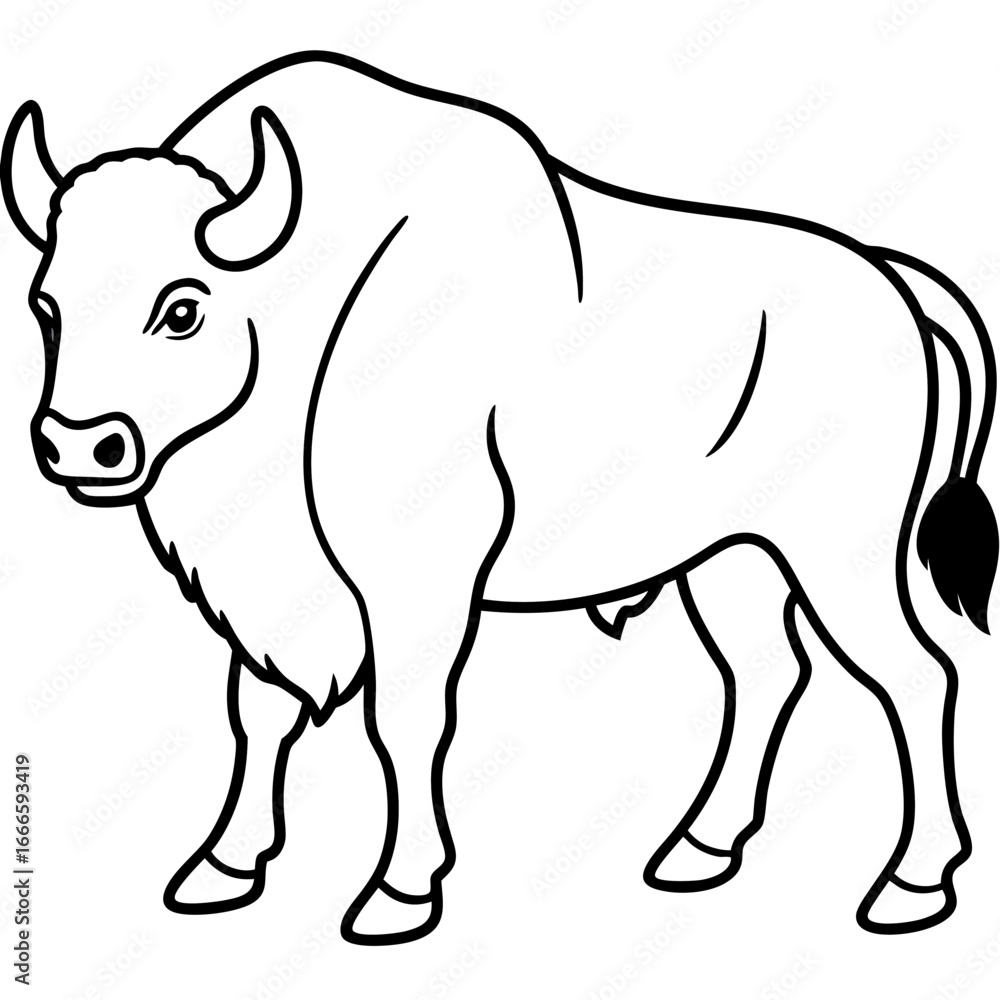 Fototapeta premium Wild Bison Outline line art
