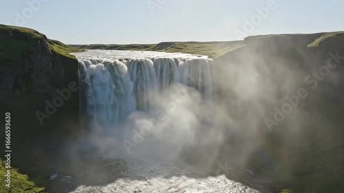 Majestic Waterfall in Green Landscape 4k video