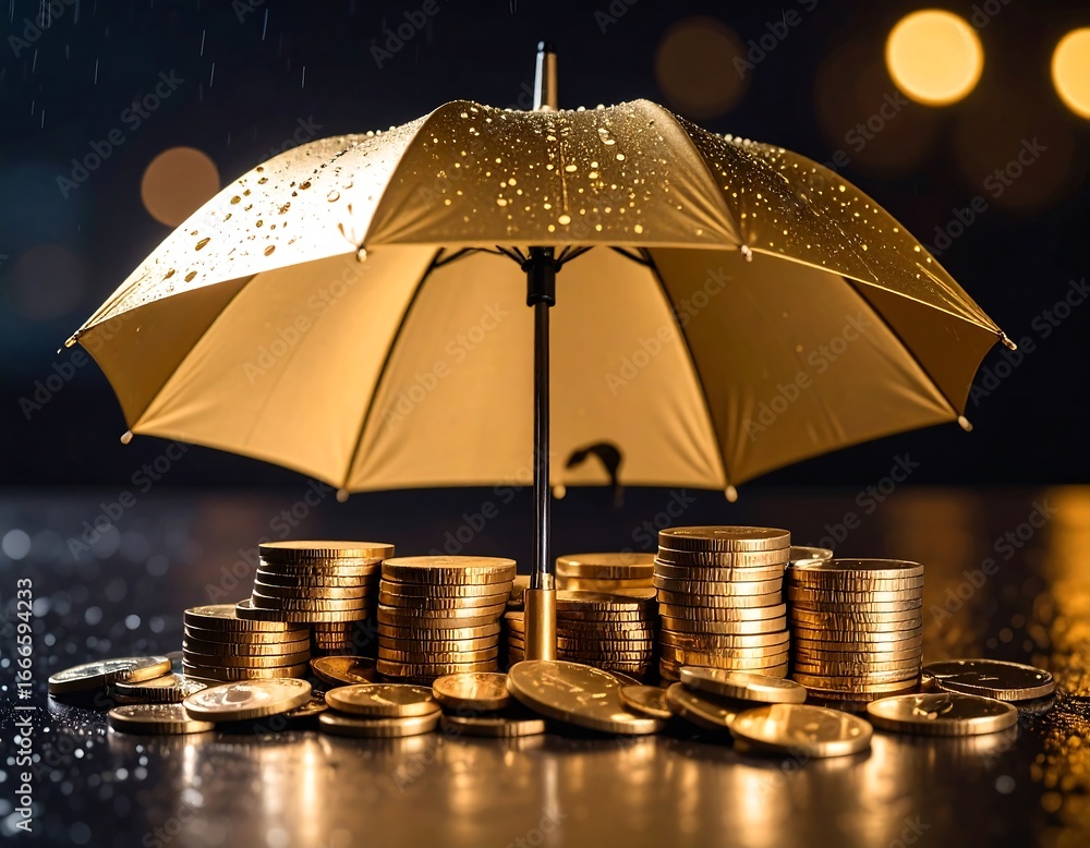 custom made wallpaper toronto digitalGolden umbrella protecting stacks of coins