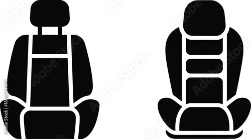 Two car seat icons showing different seat designs and comfort features