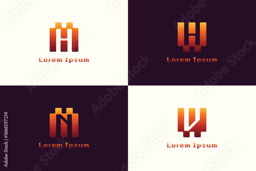 Letters MH MN WH WV Pixel Monogram Logo, suitable HM NM HW VW initials